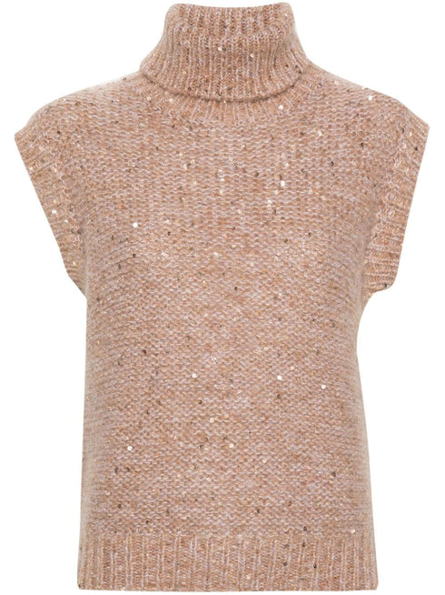 roll-neck sleeveless jumper