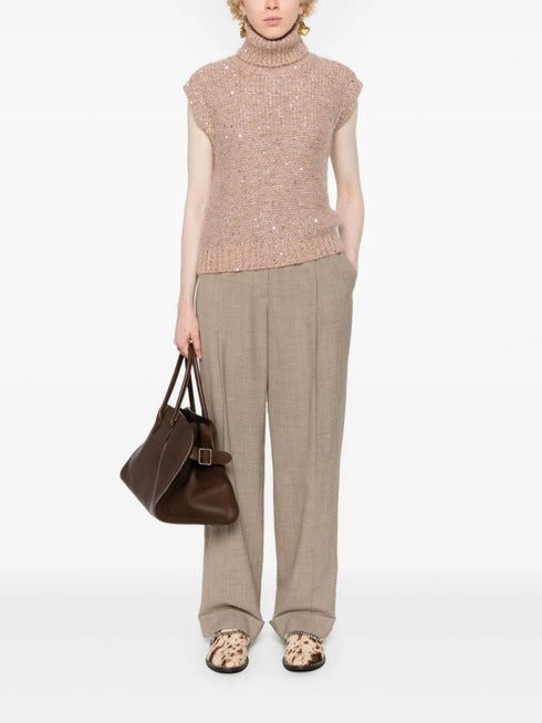 roll-neck sleeveless jumper