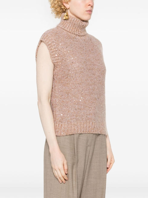 roll-neck sleeveless jumper