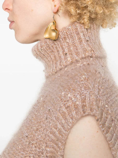 roll-neck sleeveless jumper