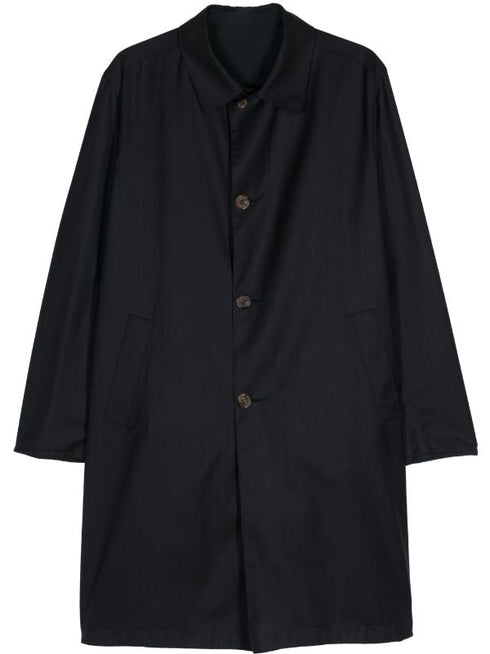 однобортное пальто в тонкую полоску