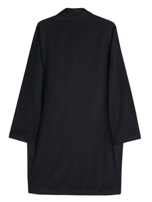 однобортное пальто в тонкую полоску