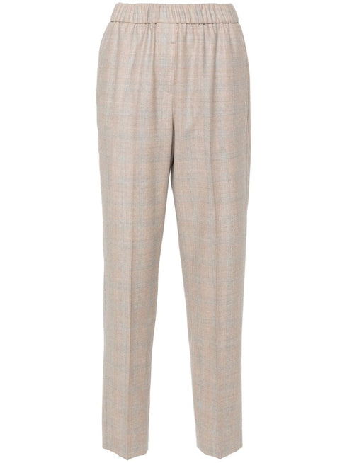 checked tapered trousers