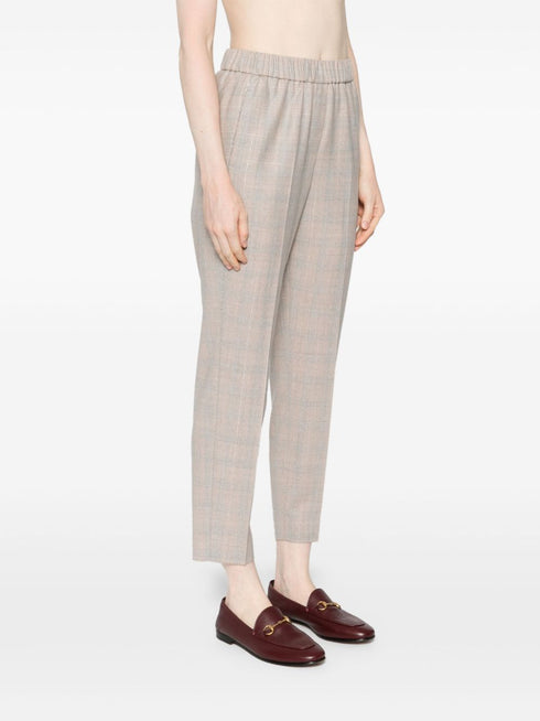 checked tapered trousers