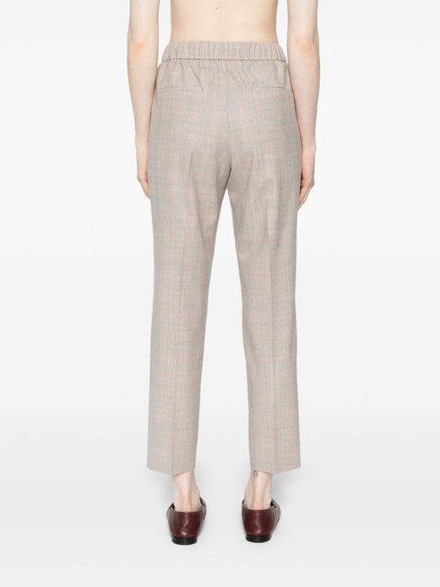 checked tapered trousers