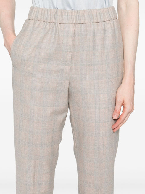 checked tapered trousers