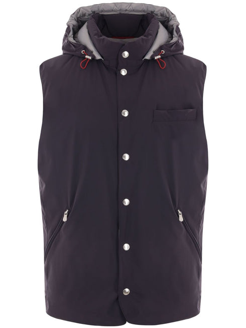 hooded down gilet