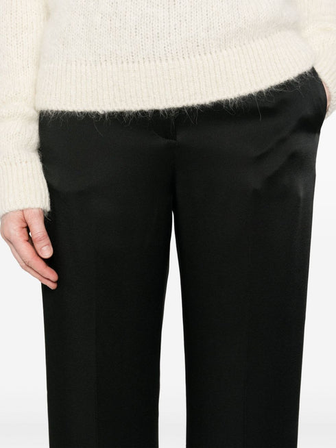 straight-leg satin trousers