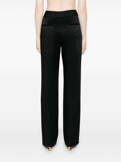 straight-leg satin trousers