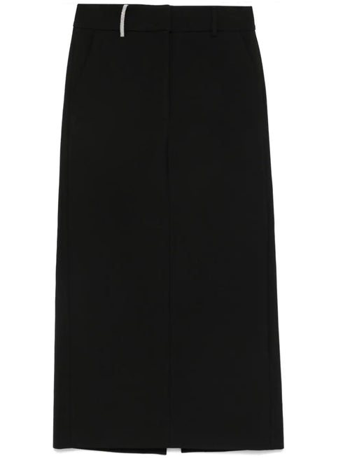 straight-cut midi skirt