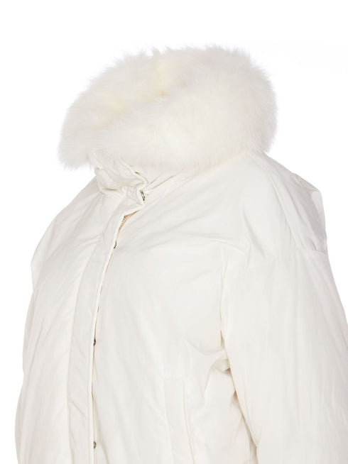 Fur-Trim Puffer Jacket with Gloves