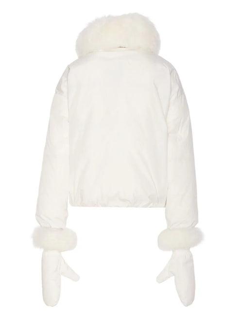 Fur-Trim Puffer Jacket with Gloves