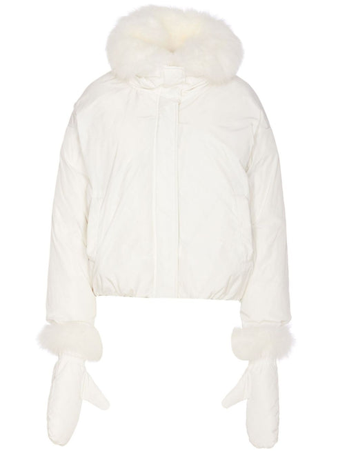 Fur-Trim Puffer Jacket with Gloves