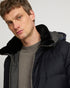 Short down jacket in Loro Piana fabric with mink trim