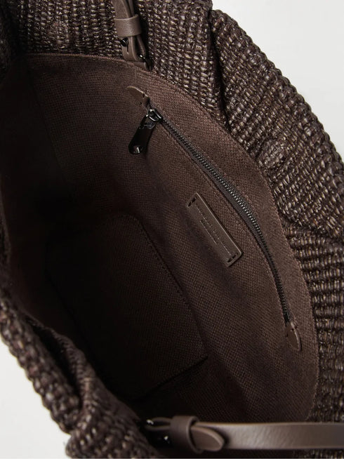 interwoven-design clutch bag