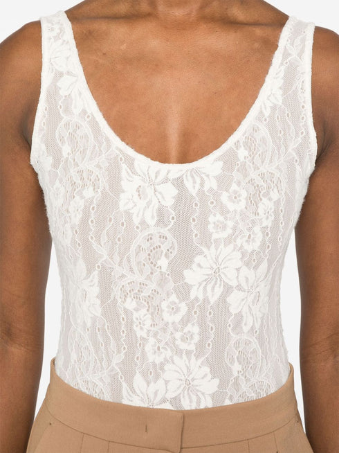 Body de encaje con escote redondo