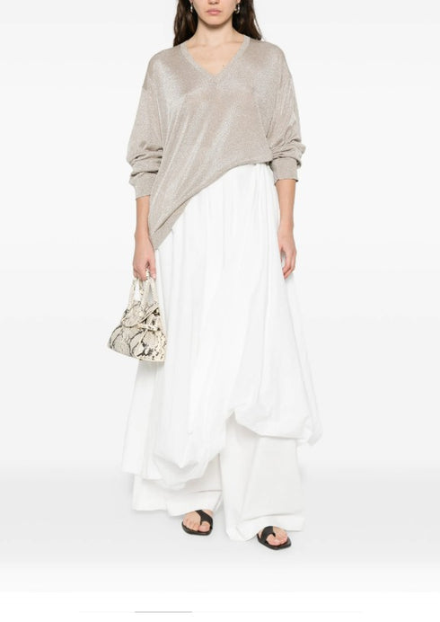 V-neck long-sleeve sweater