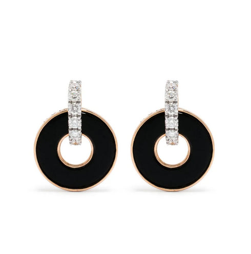 18kt rose gold onyx and diamond earrings