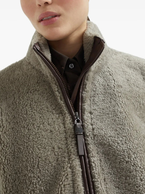 Monili chain-detail shearling jacket
