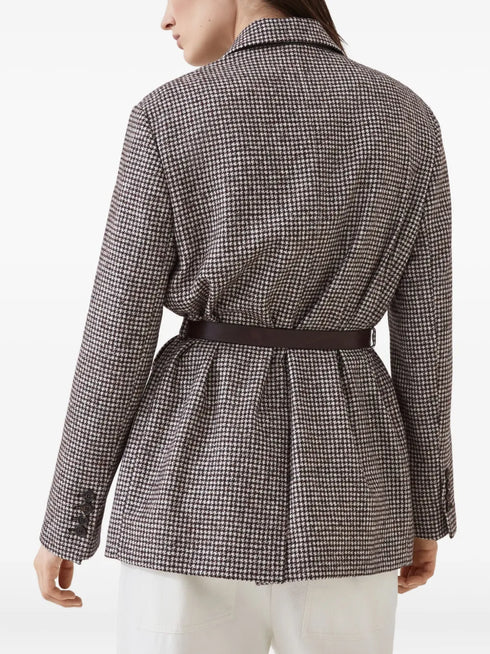 houndstooth belted blazer