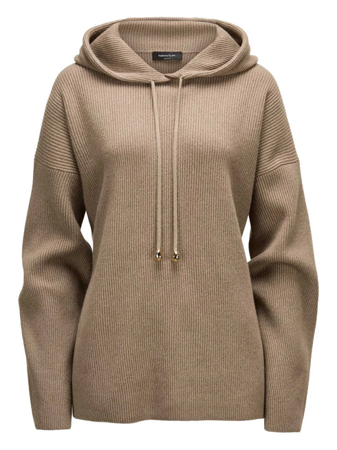 ribbed-knit hooded jumper