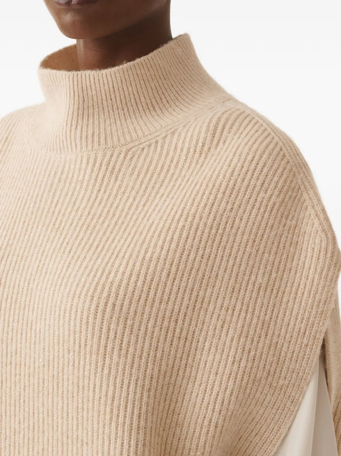 high-neck ribbed-knit vest