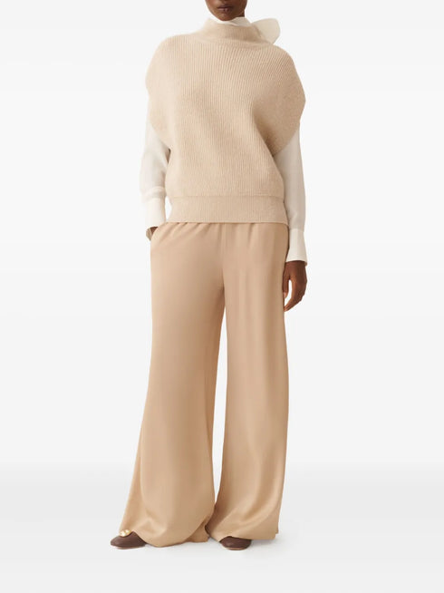 high-neck ribbed-knit vest