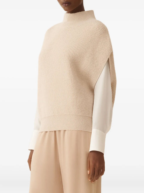 high-neck ribbed-knit vest