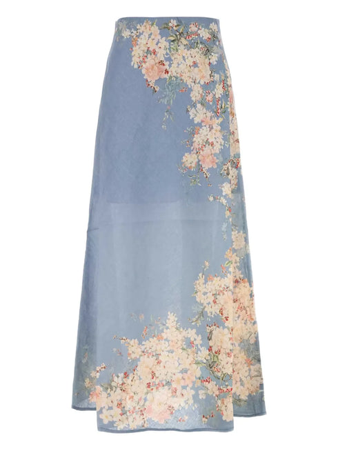 Cascadian floral-print linen skirt