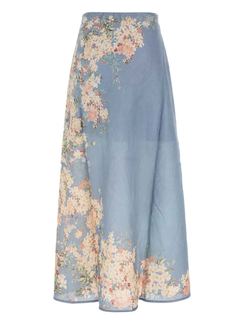 Cascadian floral-print linen skirt