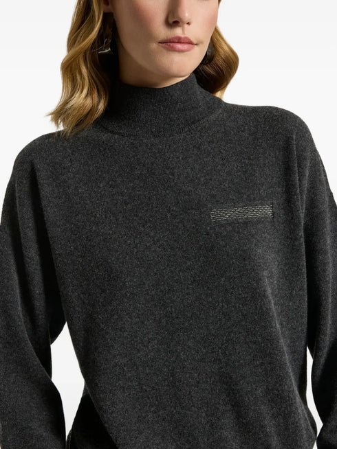 high-neck embellished sweater