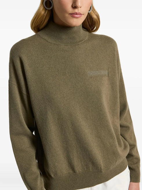 high-neck embellished sweater