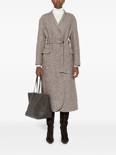 belted tweed coat