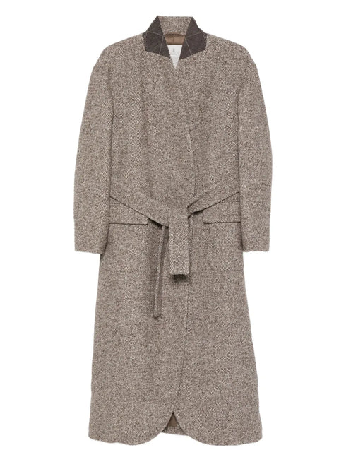 belted tweed coat