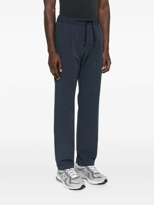 pleated drawstring straight-leg trousers