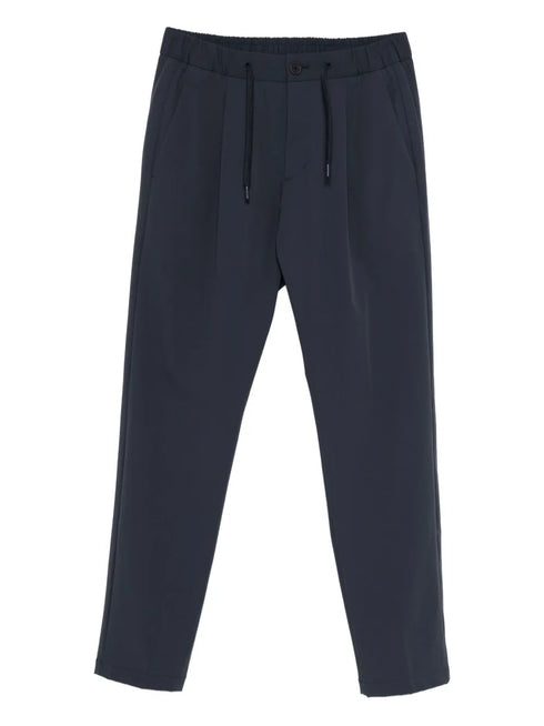 pleated drawstring straight-leg trousers