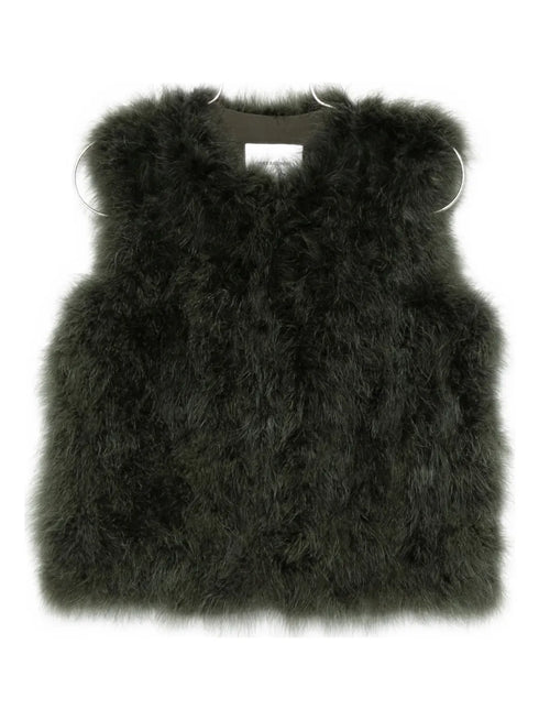 feather-embellished gilet