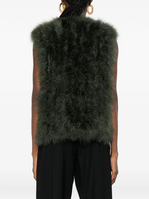 feather-embellished gilet