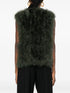 feather-embellished gilet