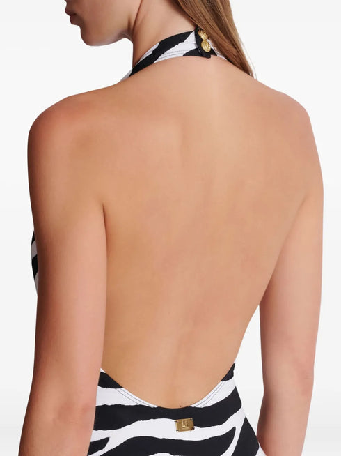 zebra-print swimsuit
