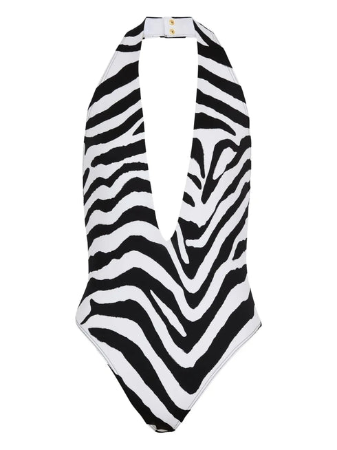 zebra-print swimsuit