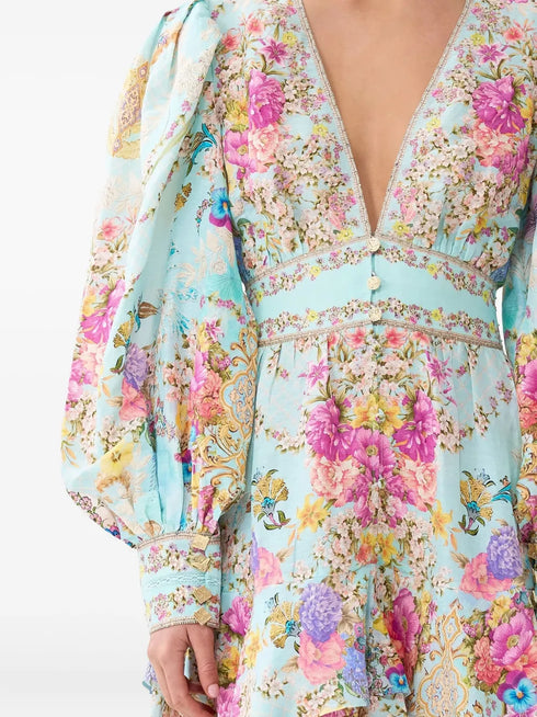 Bazaar Blooms frilled mini dress