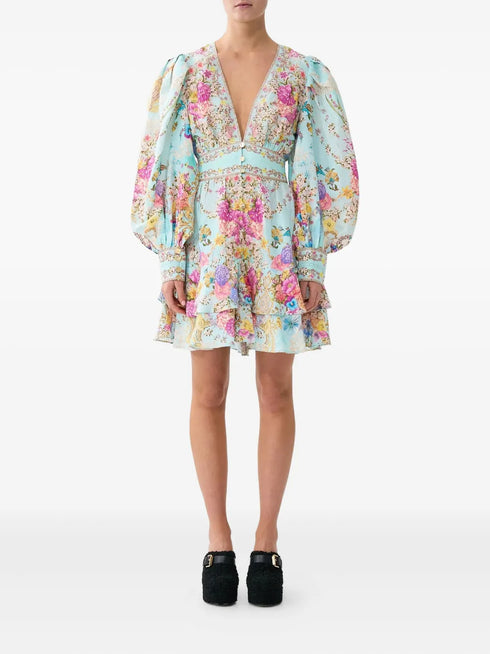 Bazaar Blooms frilled mini dress