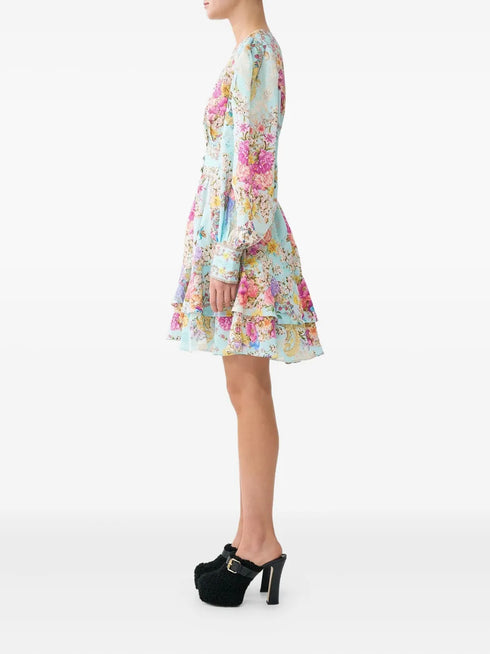 Bazaar Blooms frilled mini dress