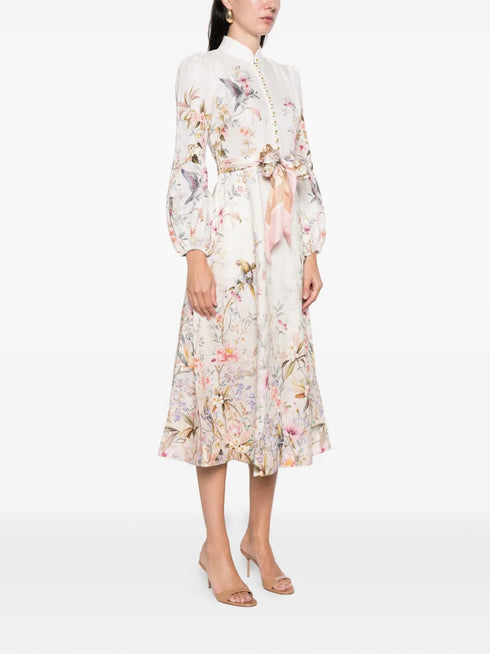 Rebellion button floral-print midi dress