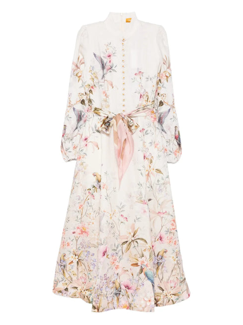 Rebellion button floral-print midi dress