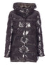 press-stud fastening hooded coat