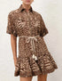 animal-print ruffled mini dress