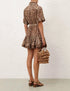 animal-print ruffled mini dress