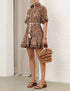 animal-print ruffled mini dress